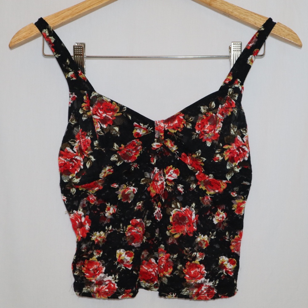 Free People Floral Lace Cropped Top